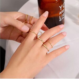 Gold 18k Gold Plated 10pc Minimalist Midi ring Set